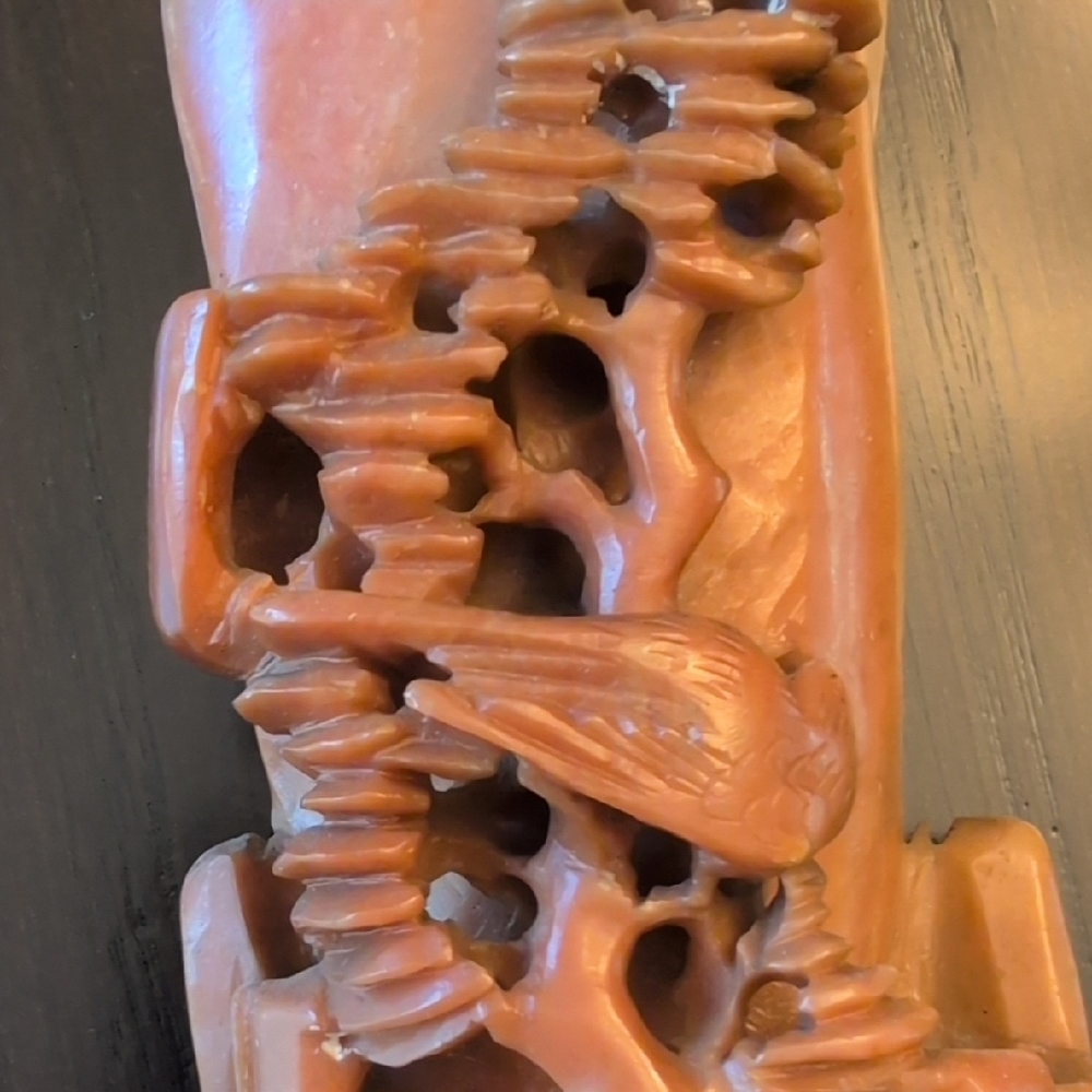 Vintage Artistic Brown/Salmon and Tan Soapstone Sculpture - Picture 10 of 16